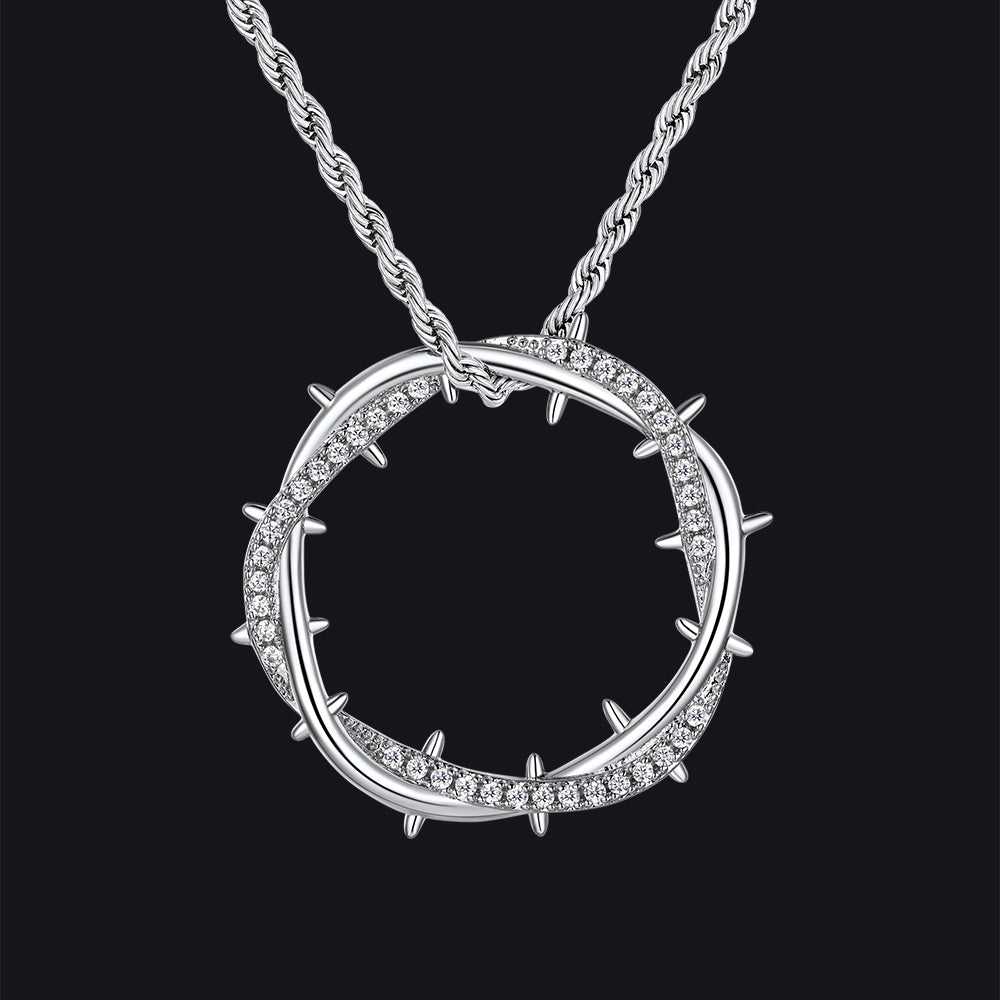 Christian Jesus Crown Of Thorns Circle Pendant for Men