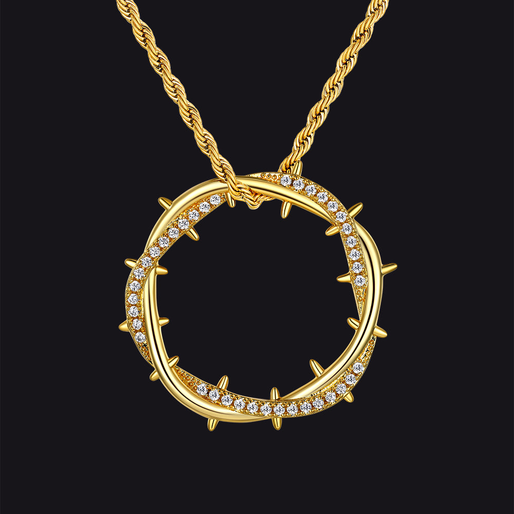 Christian Jesus Crown Of Thorns Circle Pendant for Men