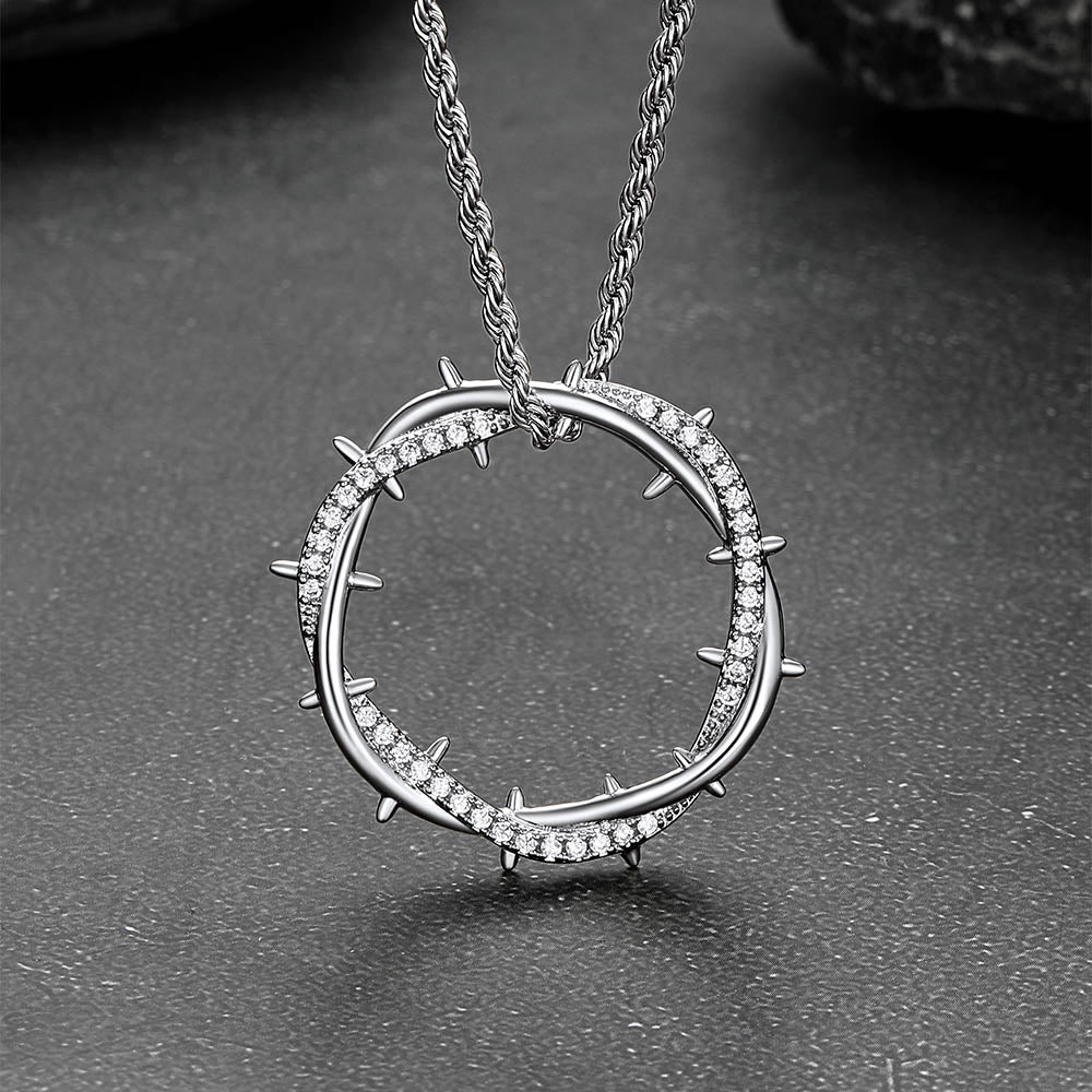 Christian Jesus Crown Of Thorns Circle Pendant for Men