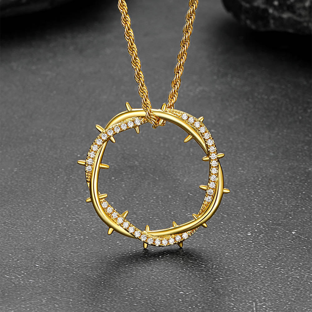Christian Jesus Crown Of Thorns Circle Pendant for Men
