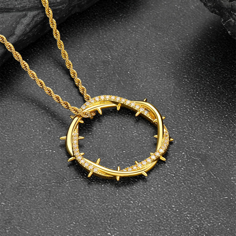 Christian Jesus Crown Of Thorns Circle Pendant for Men