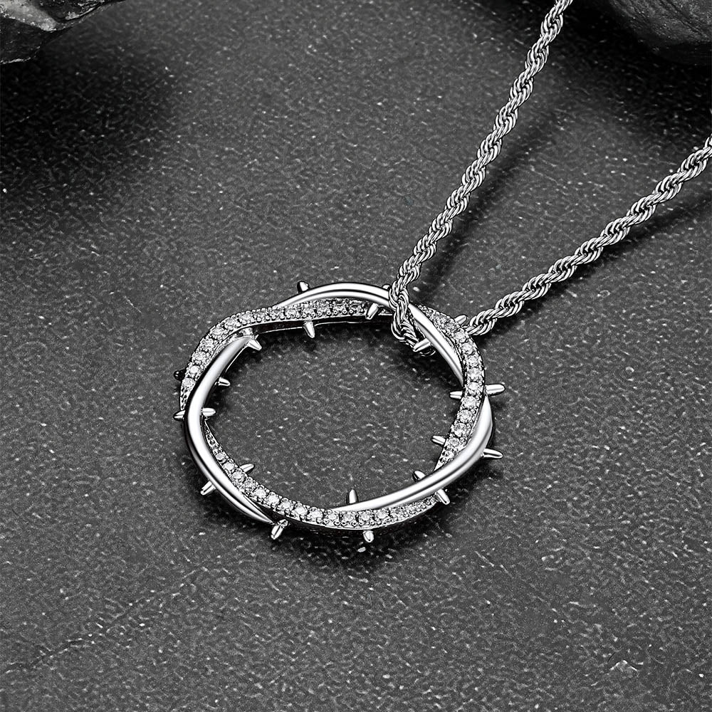 Christian Jesus Crown Of Thorns Circle Pendant for Men