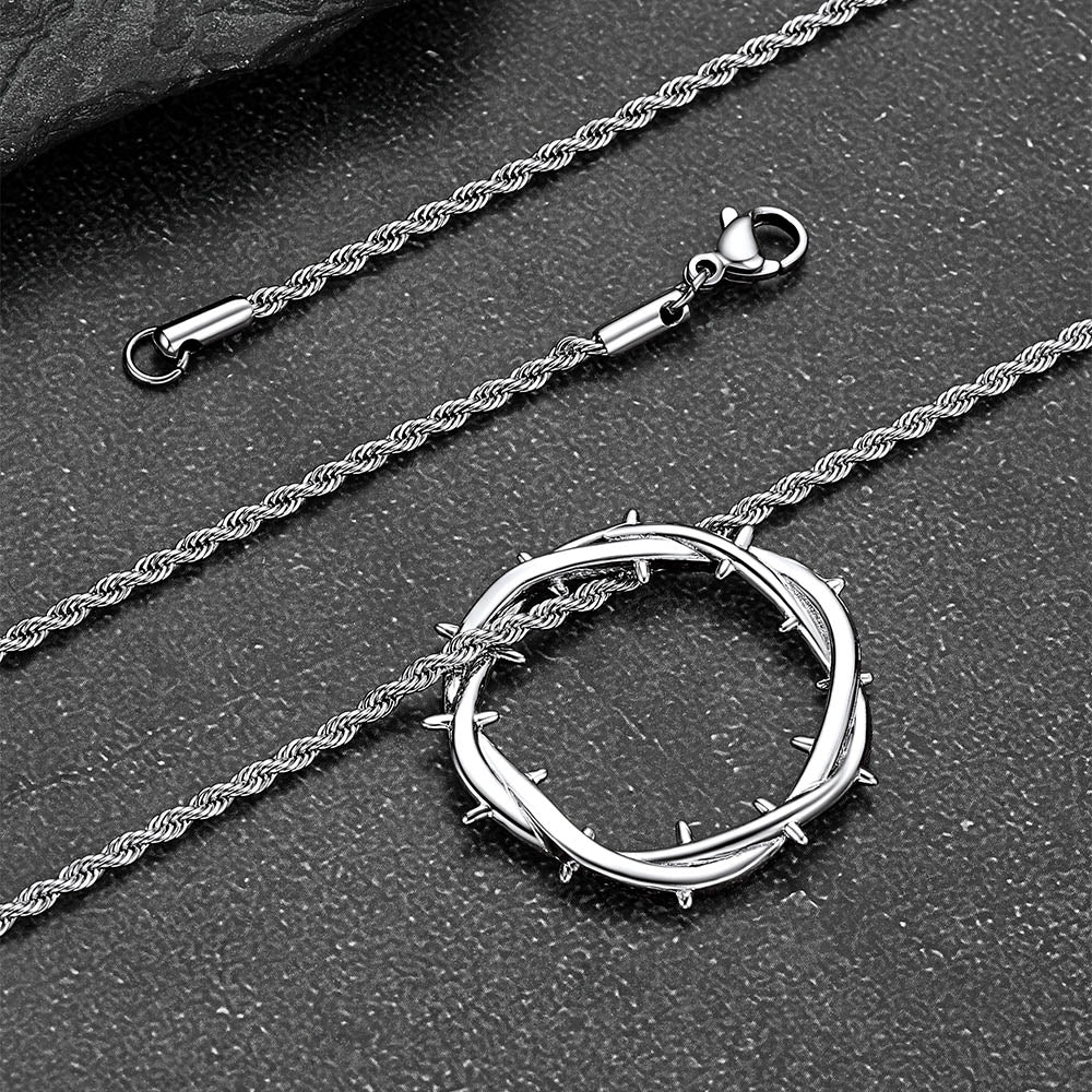 Christian Jesus Crown Of Thorns Circle Pendant for Men