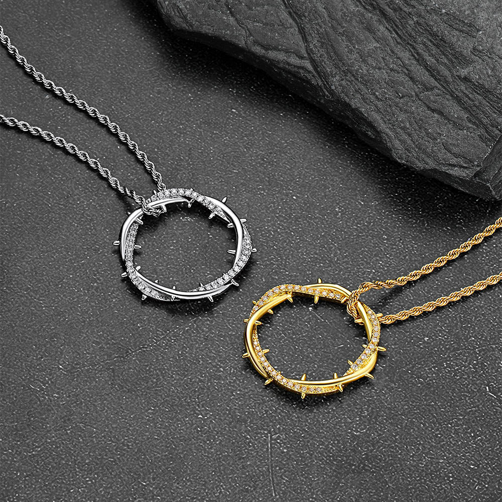 Christian Jesus Crown Of Thorns Circle Pendant for Men