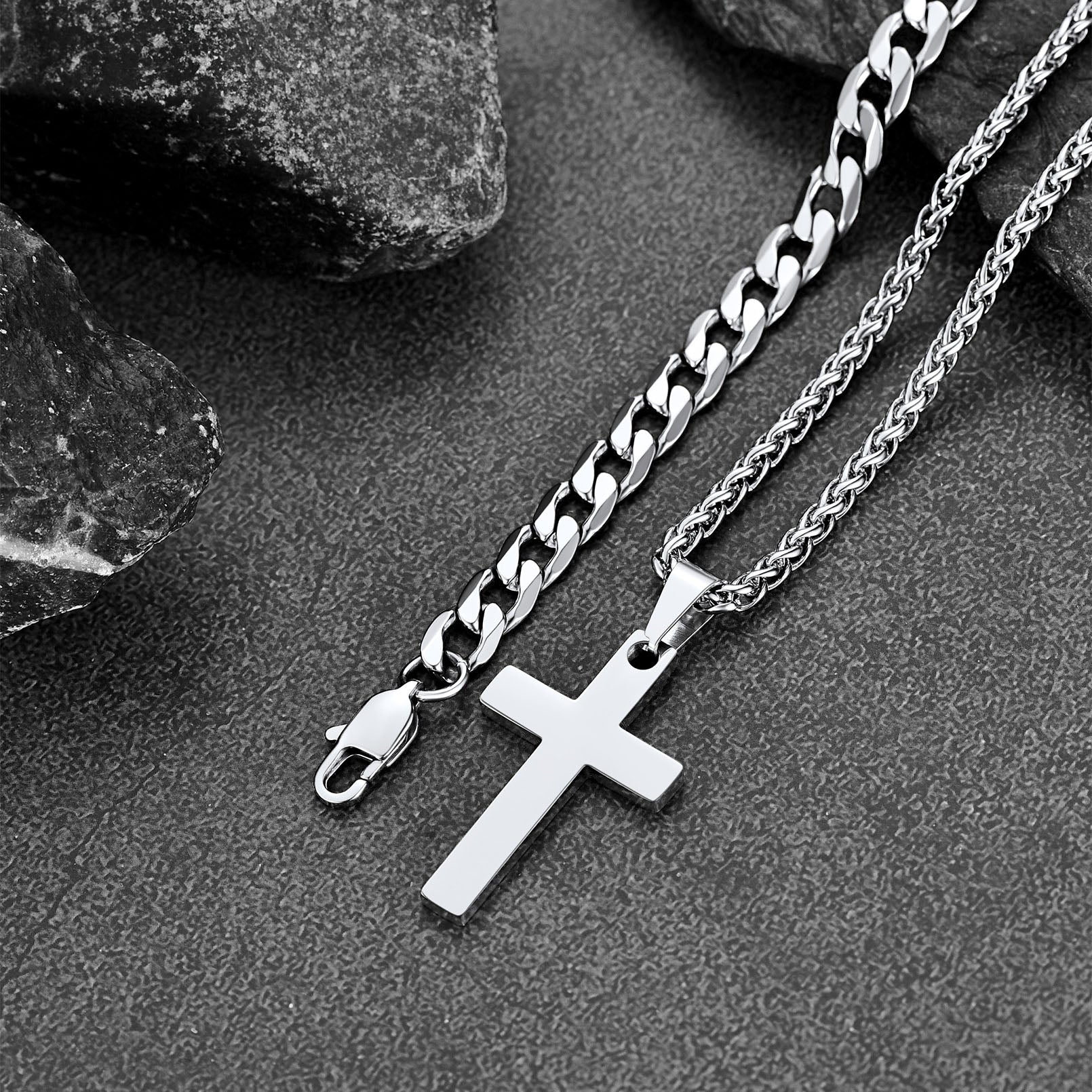 Urban Style Jewelry Flat Lay with Cross