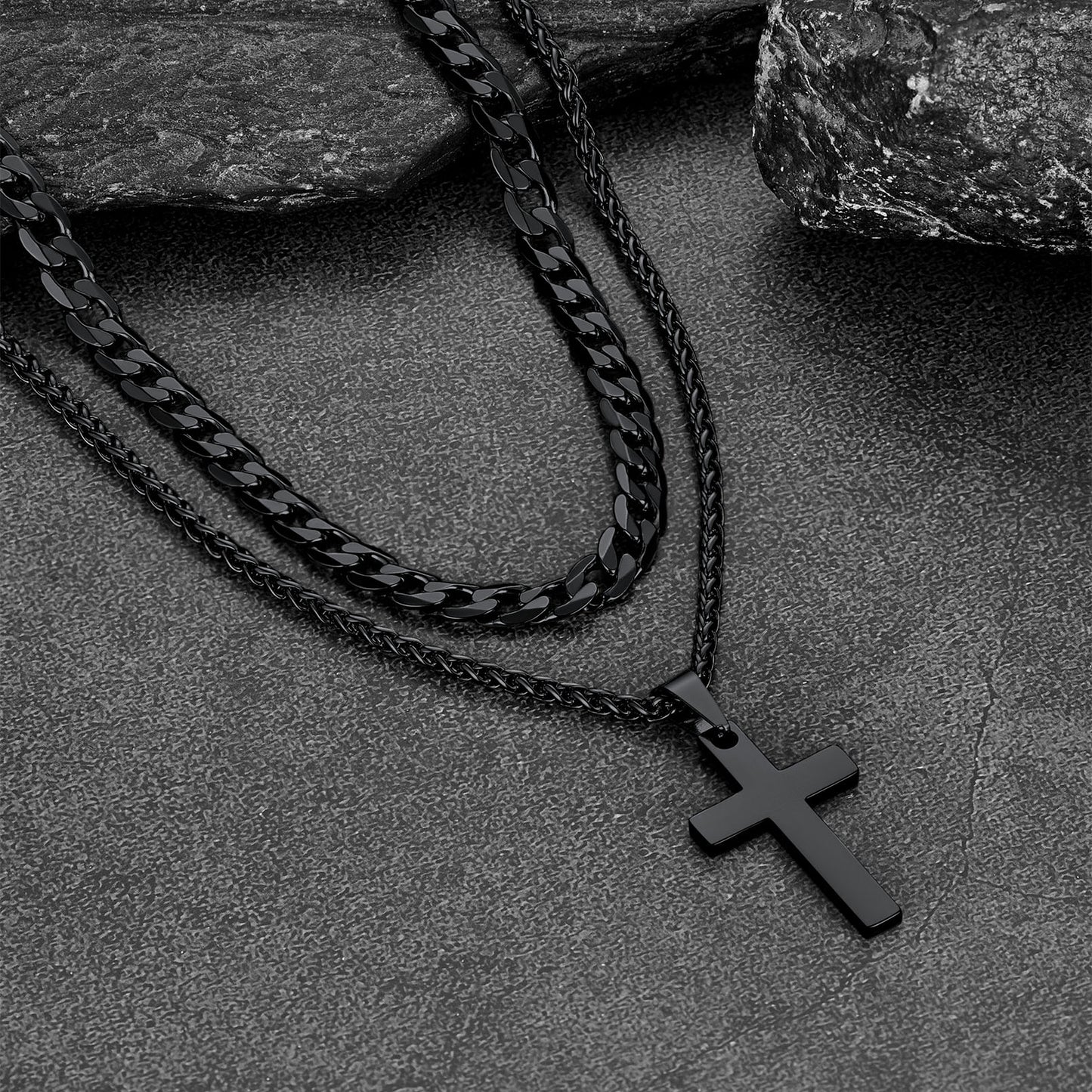 Layered Necklace Look with Cross Pendant