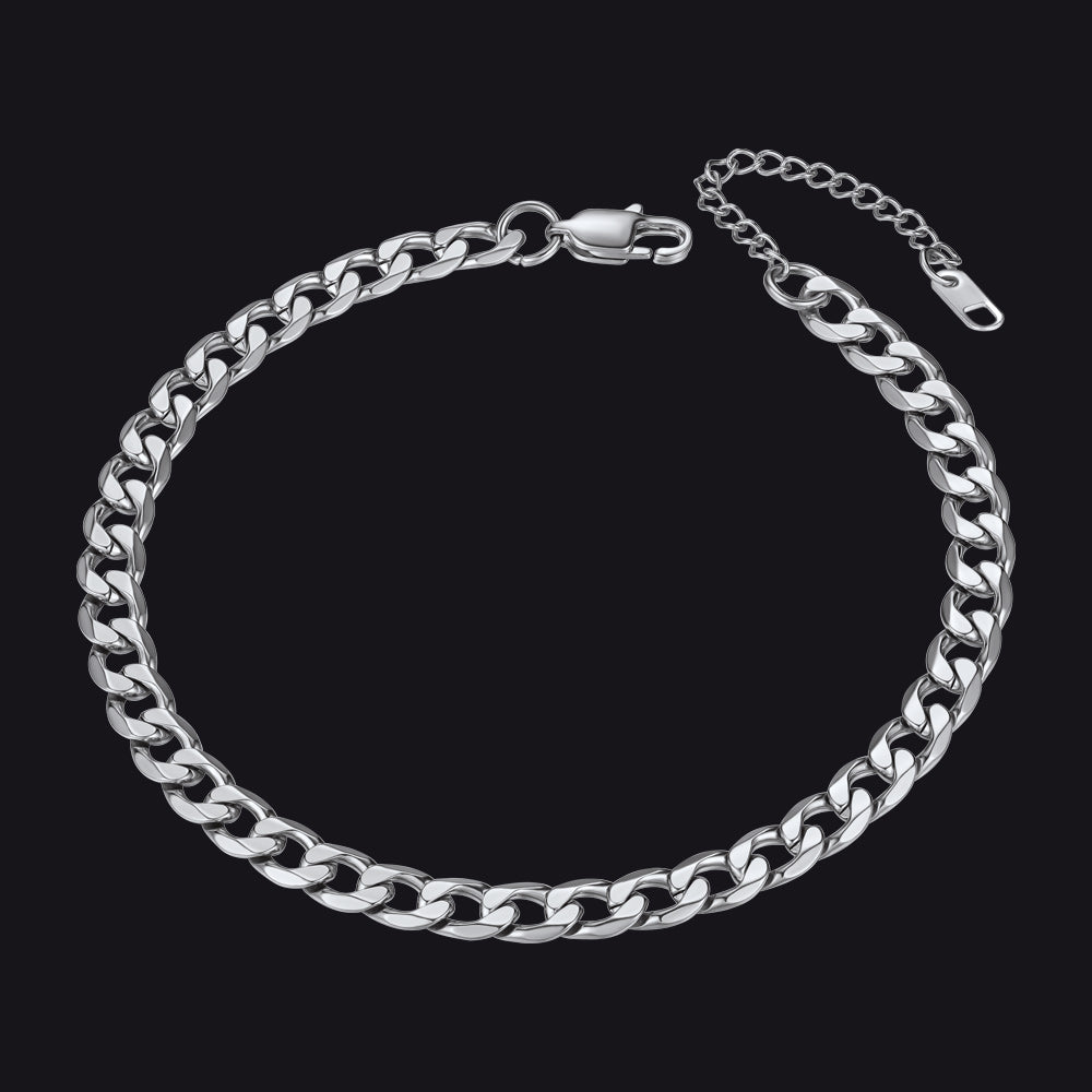 Silver Cuban chain anklet for women beach jewelry