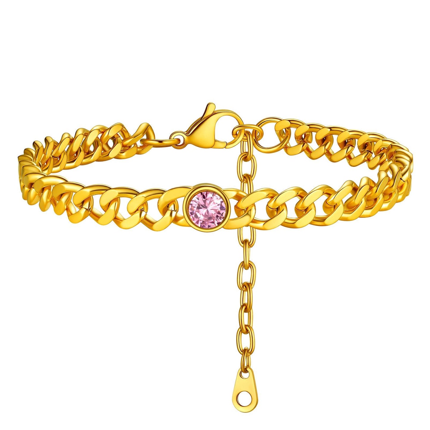 Cuban Link Birthstone Anklet for Women PSA40044