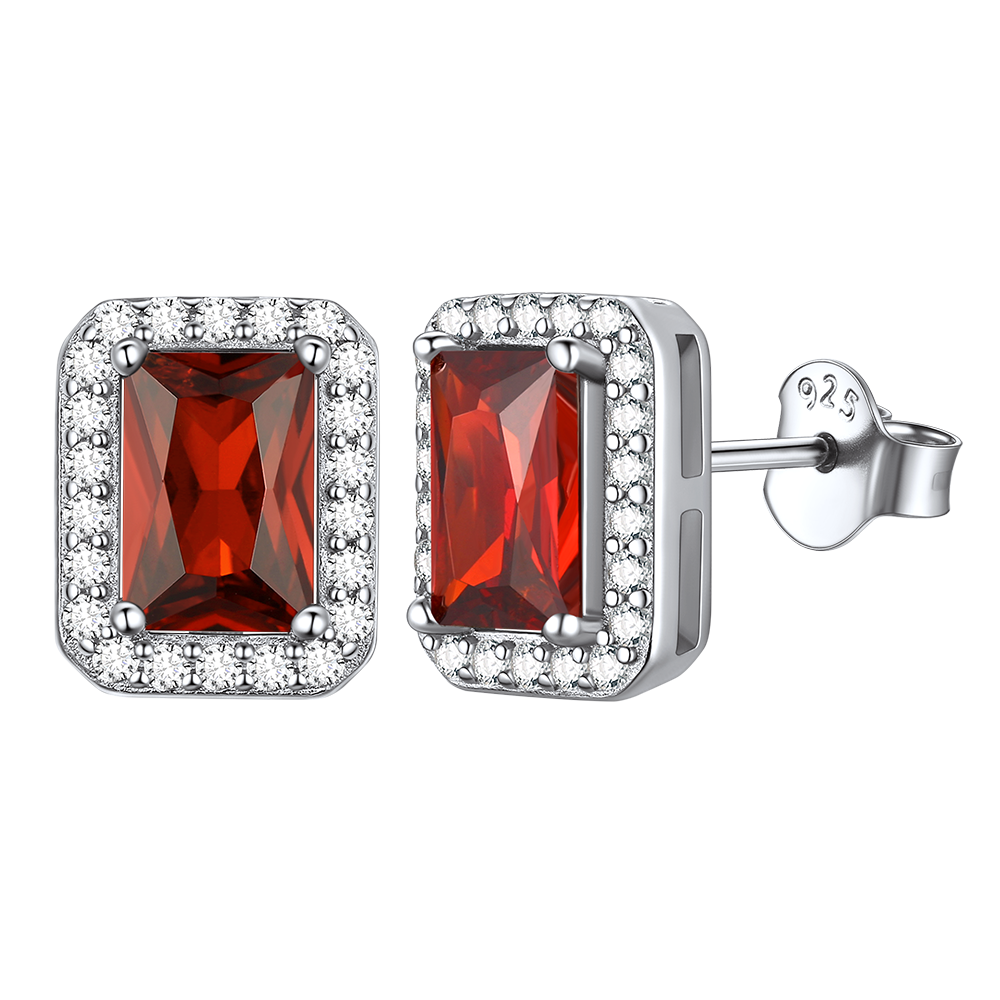 S925 Silver Cubic Zirconia Square Halo Stud Earrings Gift for Women Men