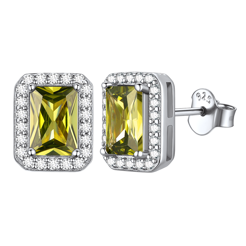 S925 Silver Cubic Zirconia Square Halo Stud Earrings Gift for Women Men