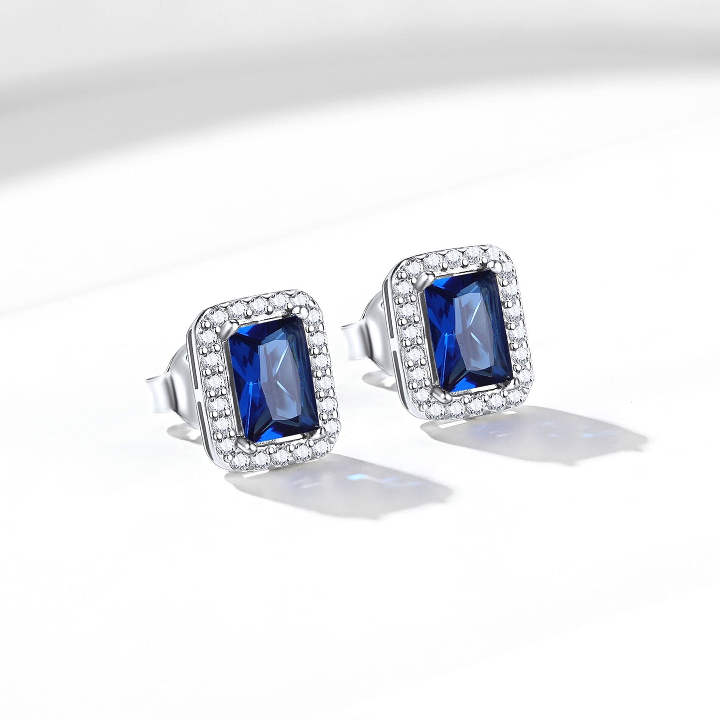 S925 Silver Cubic Zirconia Square Halo Stud Earrings Gift for Women Men
