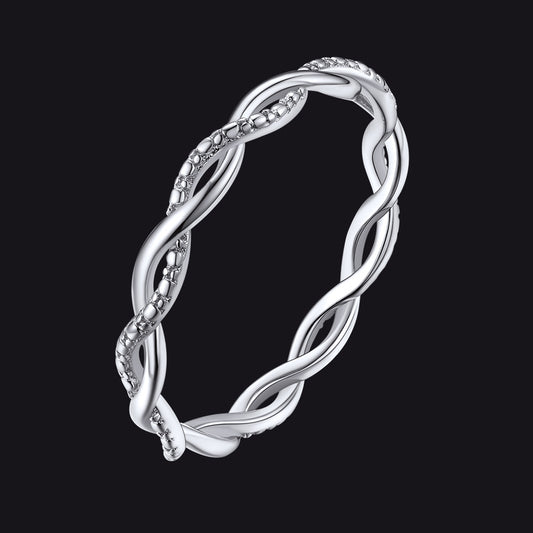 925 Sterling Silver Cubic Zirconia Twisted Band Ring for Womenimg