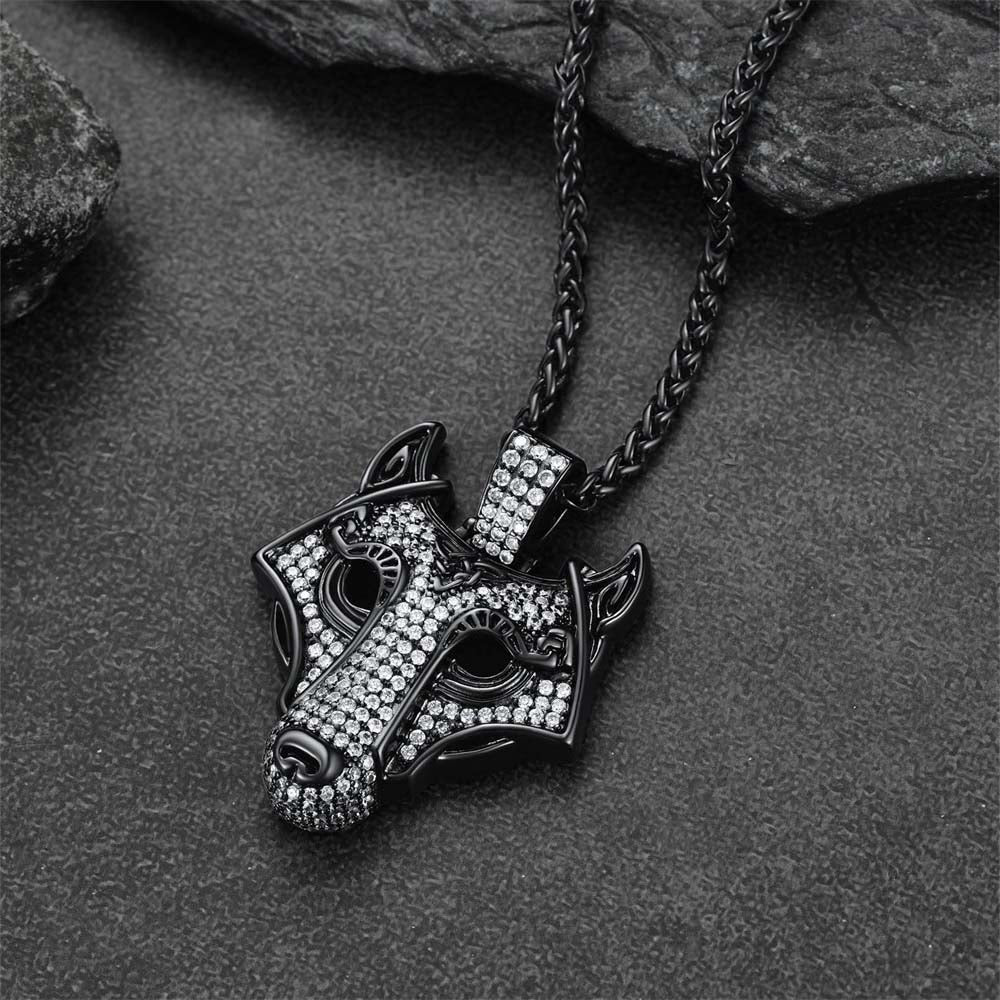 FaithHeart Viking Wolf Necklace With Cubic Zirconia FaithHeart