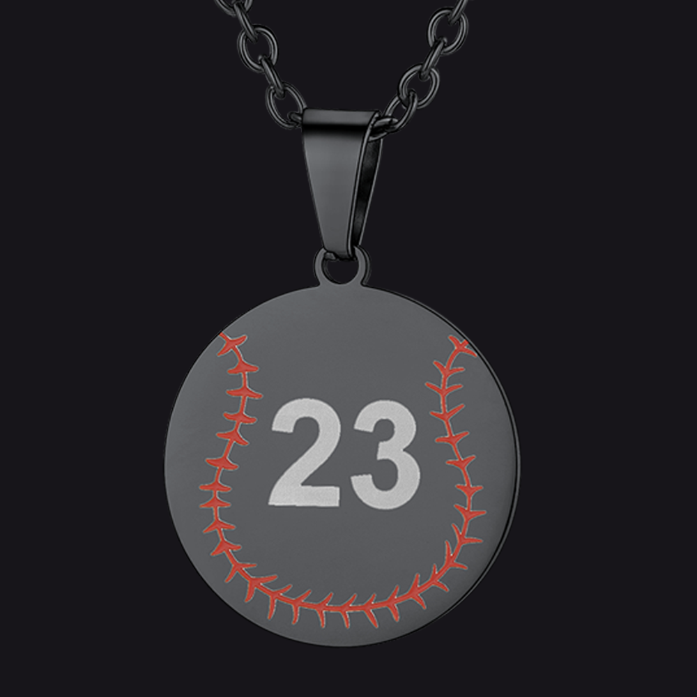 Custom Stainless Steel Baseball Pattern Disc Pendant Necklace for Men FaithHeart Jewelry
