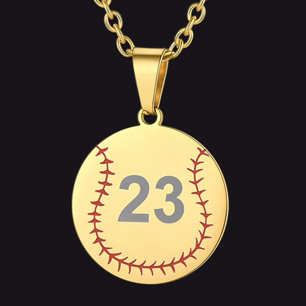 Custom Stainless Steel Baseball Pattern Disc Pendant Necklace for Men FaithHeart Jewelry
