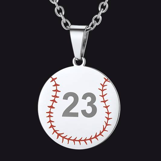 Custom Stainless Steel Baseball Pattern Disc Pendant Necklace for Men FaithHeart Jewelryimg
