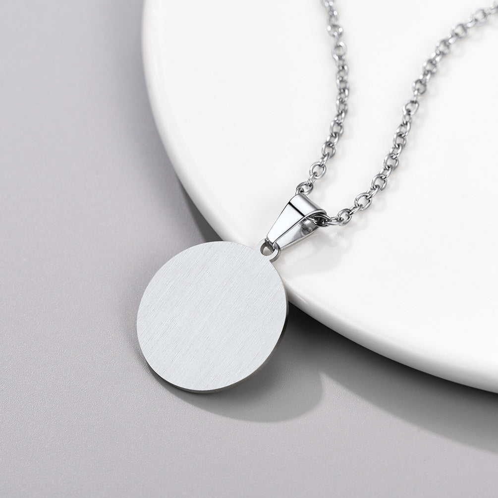 Custom Stainless Steel Baseball Pattern Disc Pendant Necklace for Men FaithHeart Jewelry