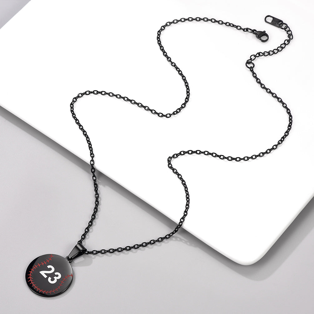 Custom Stainless Steel Baseball Pattern Disc Pendant Necklace for Men FaithHeart Jewelry