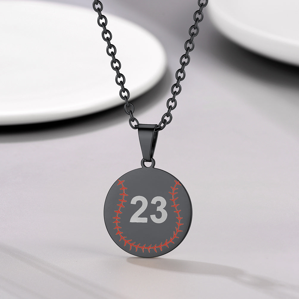 Custom Stainless Steel Baseball Pattern Disc Pendant Necklace for Men FaithHeart Jewelry