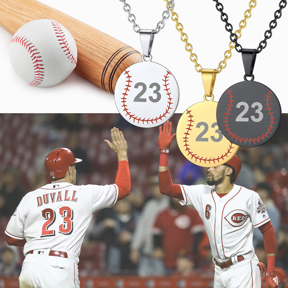 Custom Stainless Steel Baseball Pattern Disc Pendant Necklace for Men FaithHeart Jewelry