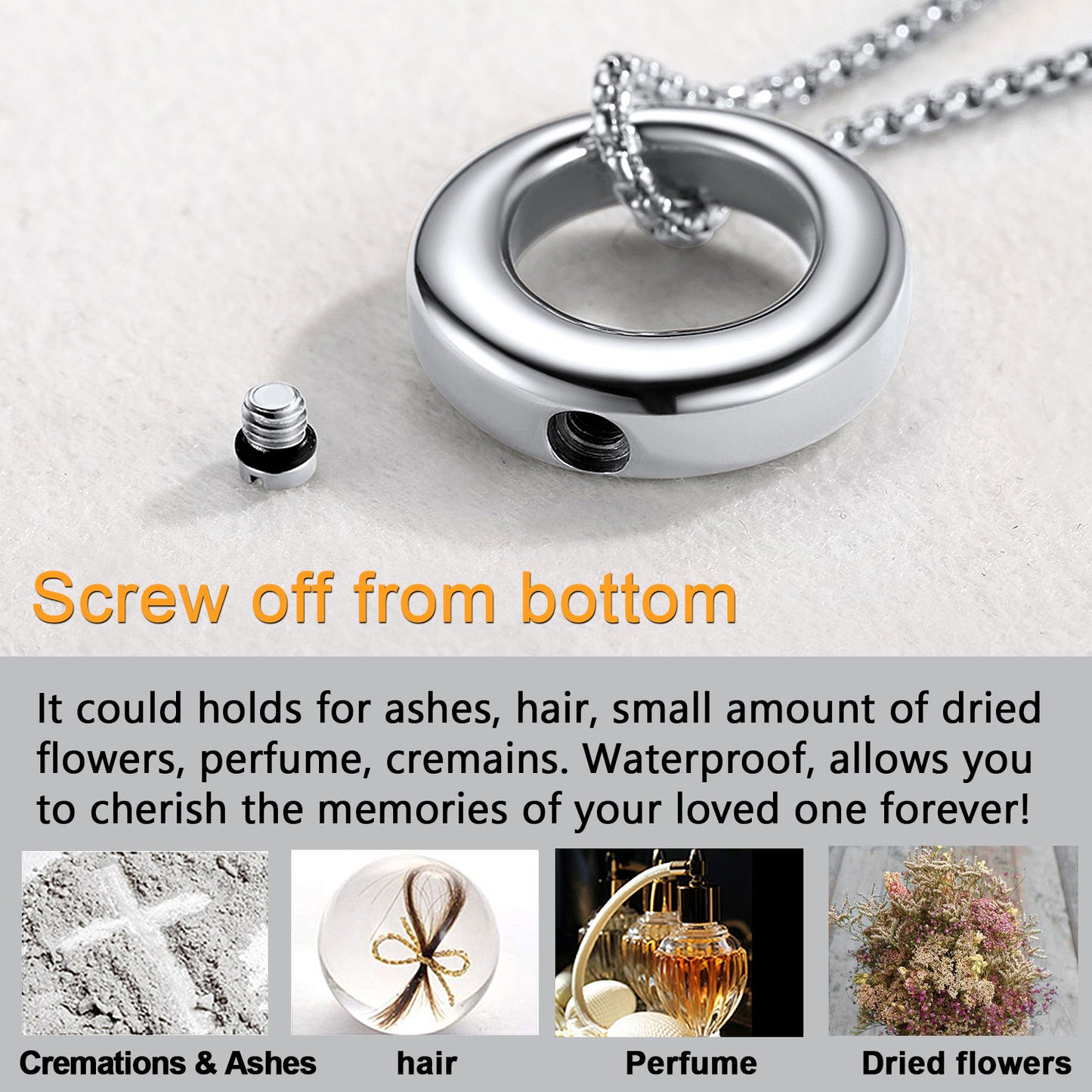 Custom Circle of Life Urn Ashes Necklace for Men Women