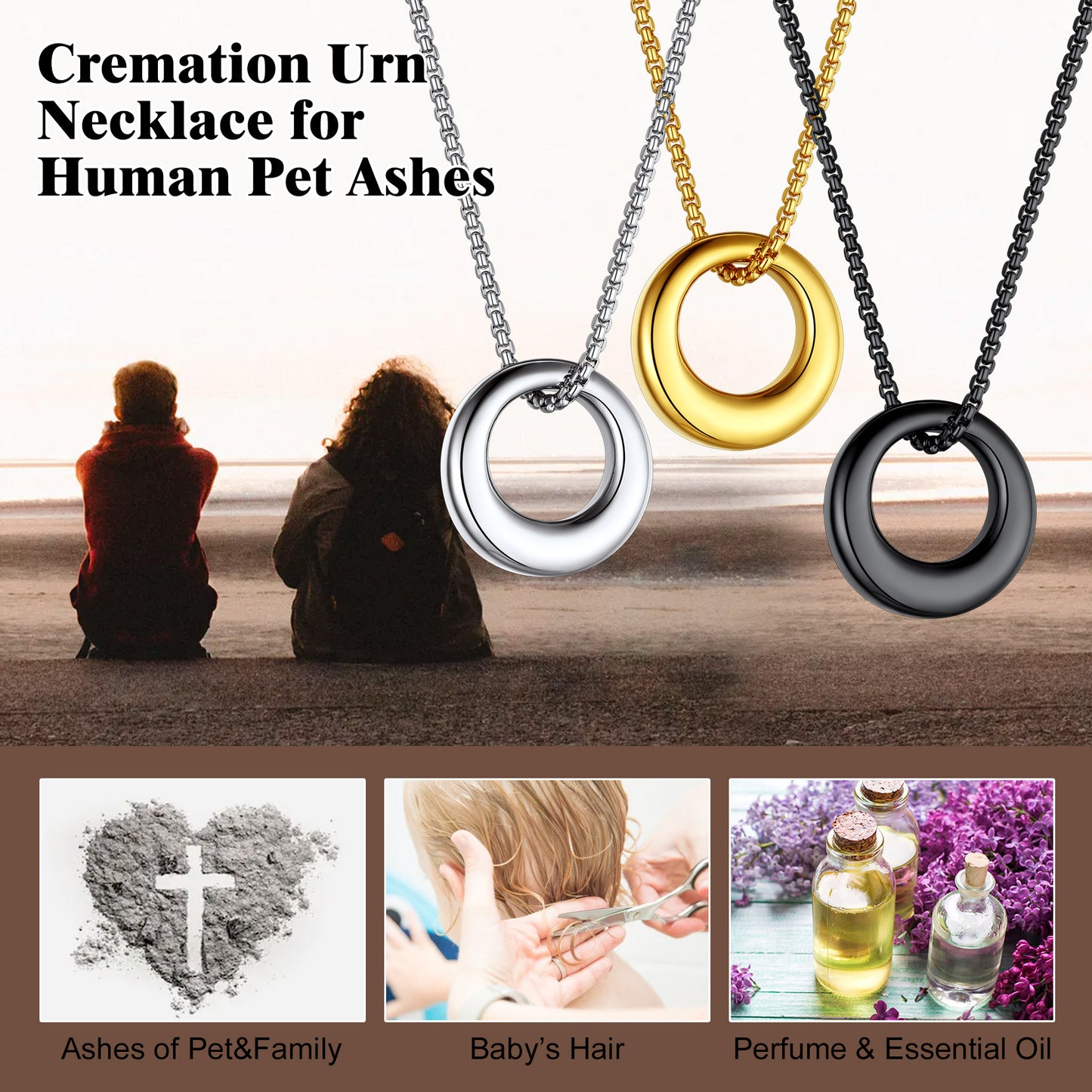 Custom Circle of Life Urn Ashes Necklace for Men Women