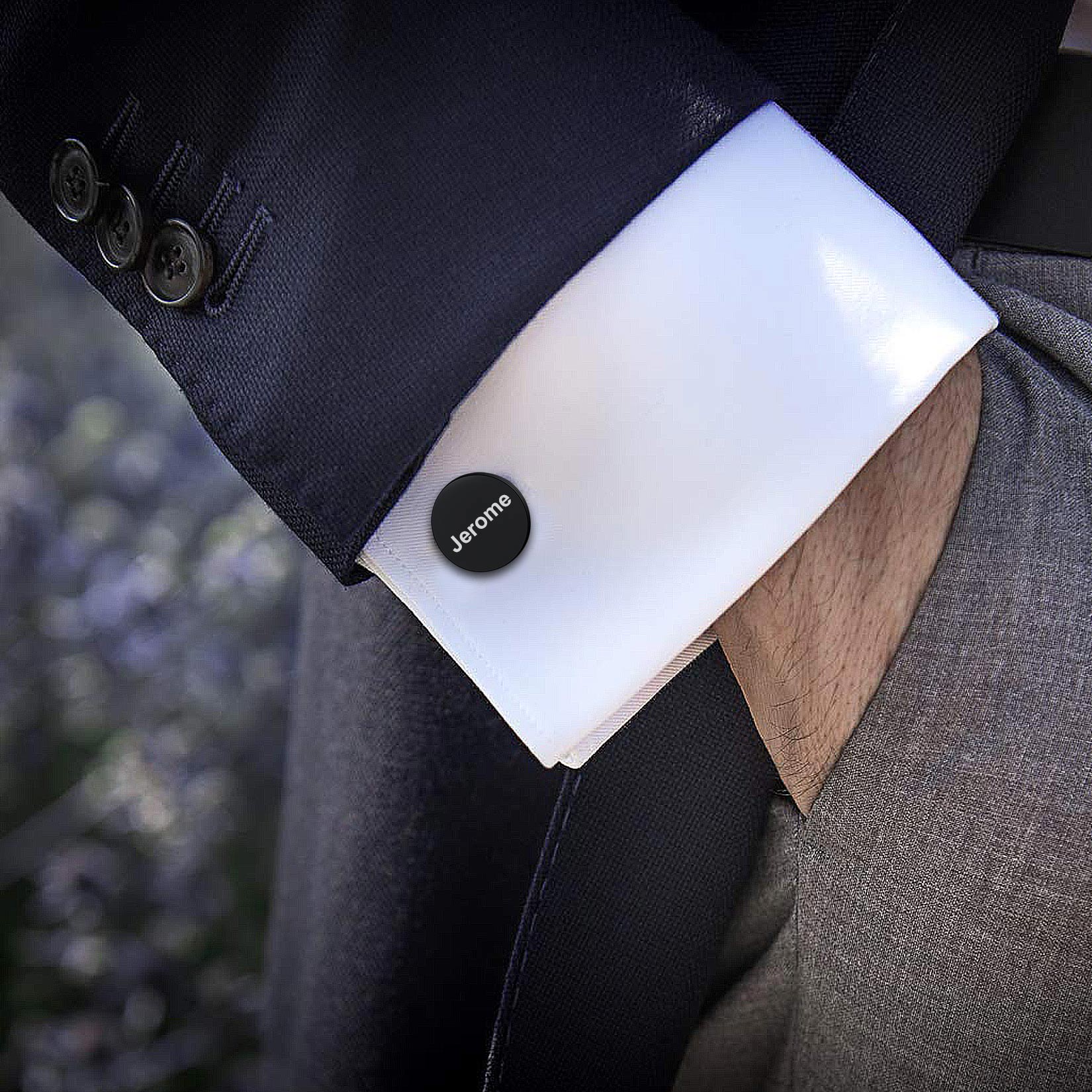 Custom Engraved Cufflink with the name Jerome.