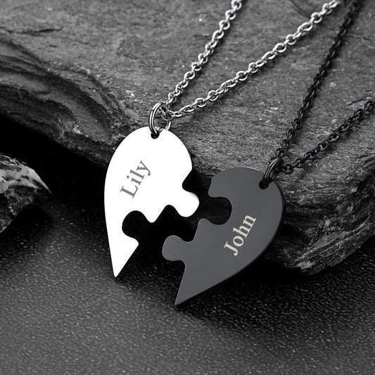 Personalized Heart Puzzle Necklaces for Couples Friends Family Bf
img