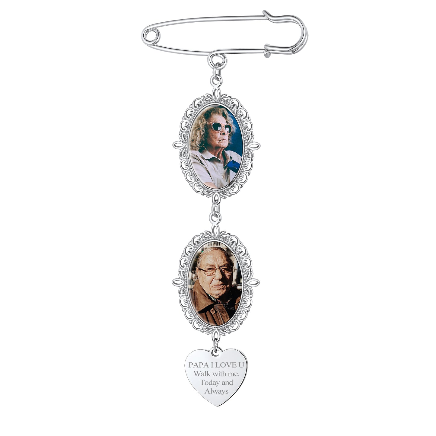 Custom photo lapel pin with memorial photos