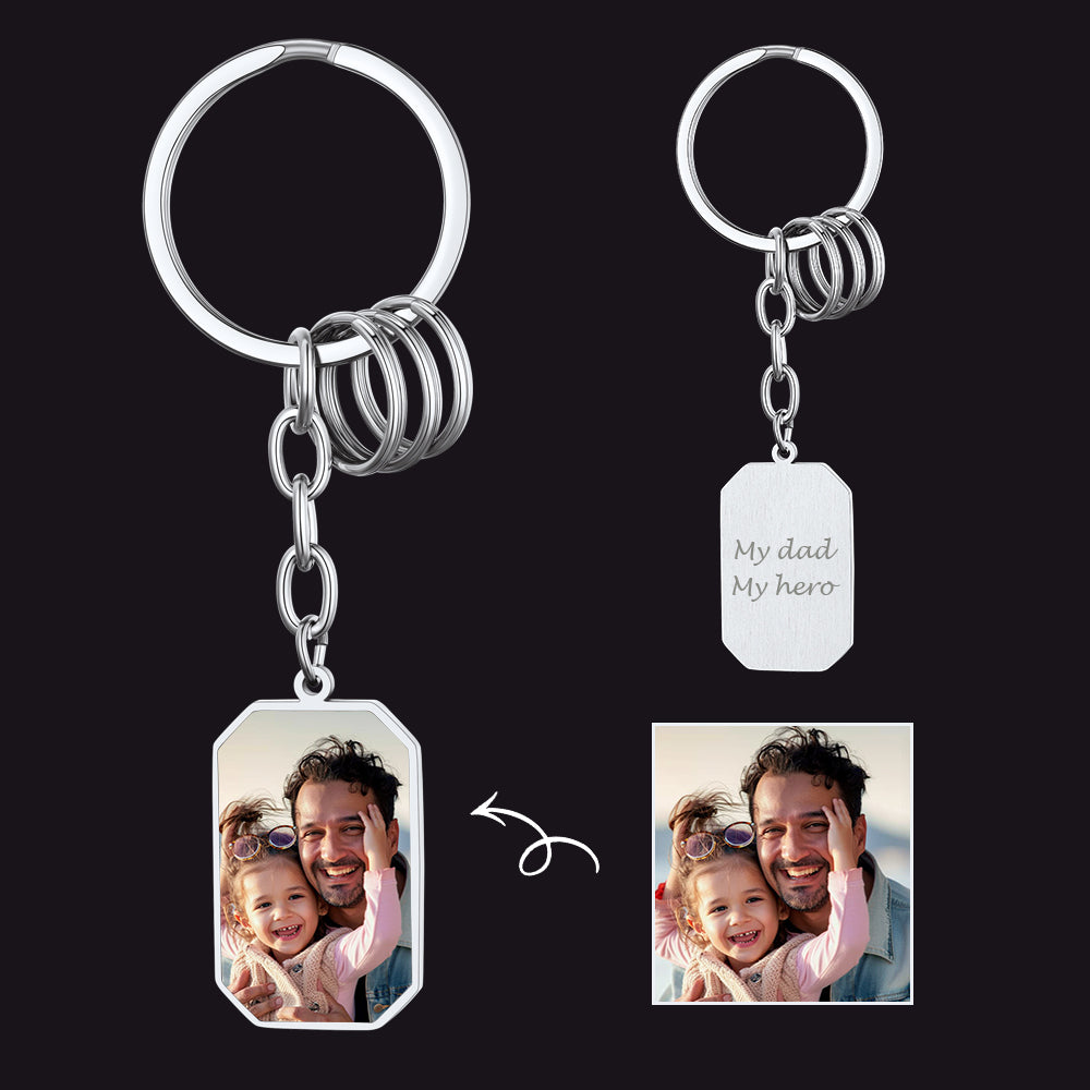 Faithheart Custom Spotify Code Dog Tag Photo Keychain Gift for Dad