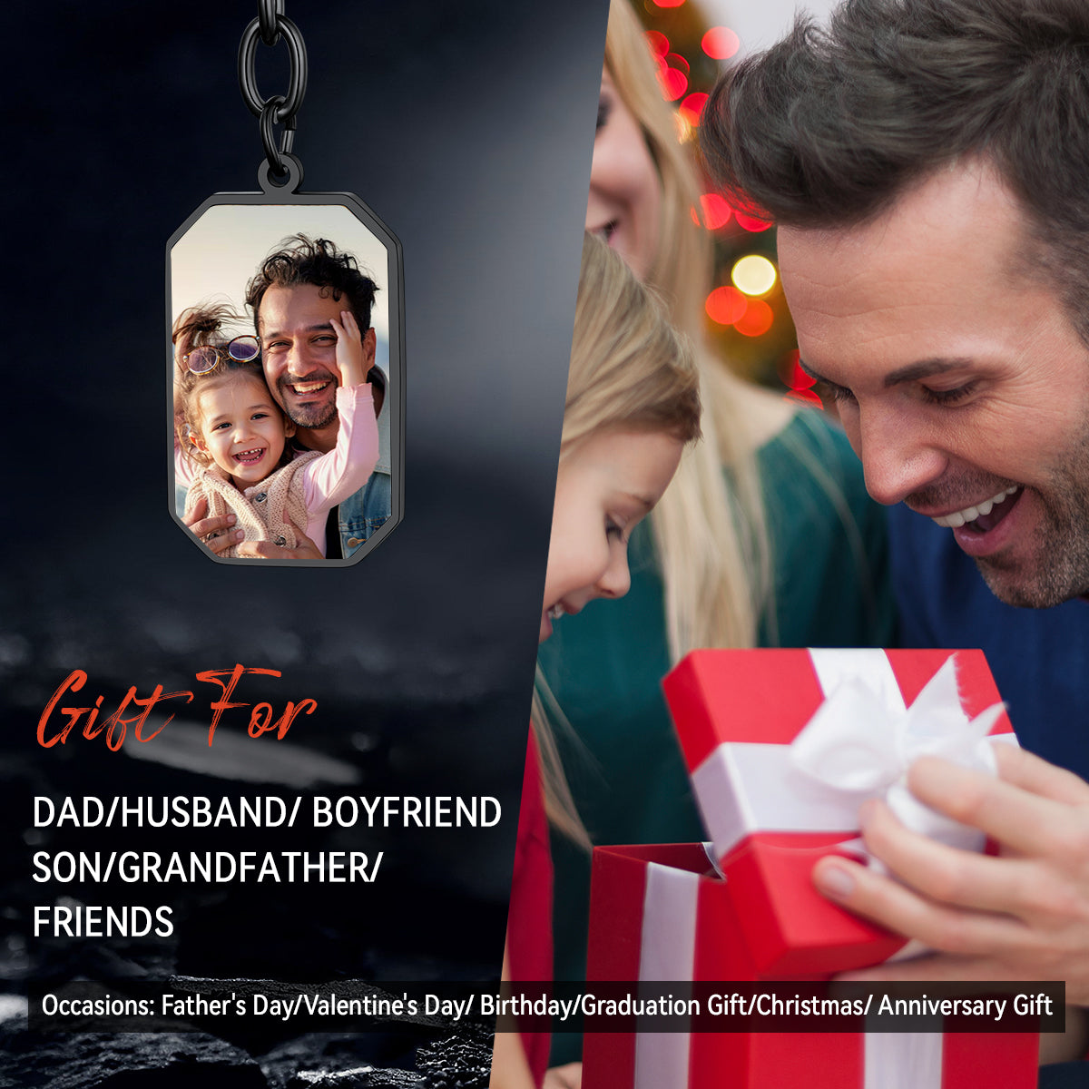 Faithheart Custom Spotify Code Dog Tag Photo Keychain Gift for Dad FaithHeart Jewelry