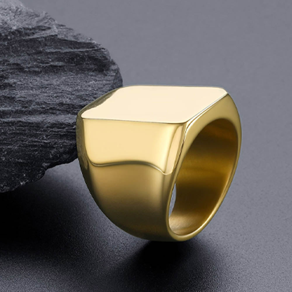 Custom Text Chunky Signet Ring for Men Women