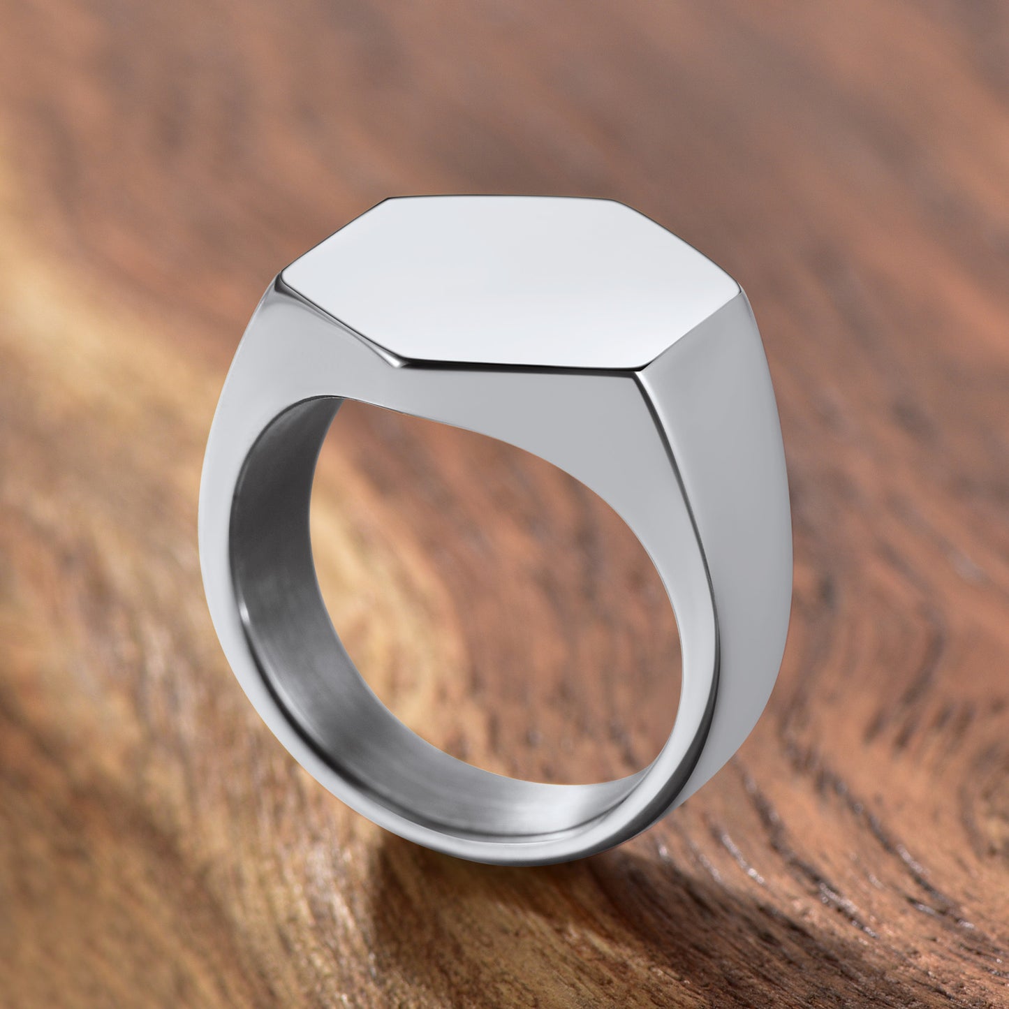 Custom Text Stainless Steel Signet Ring Gift for Dad Men