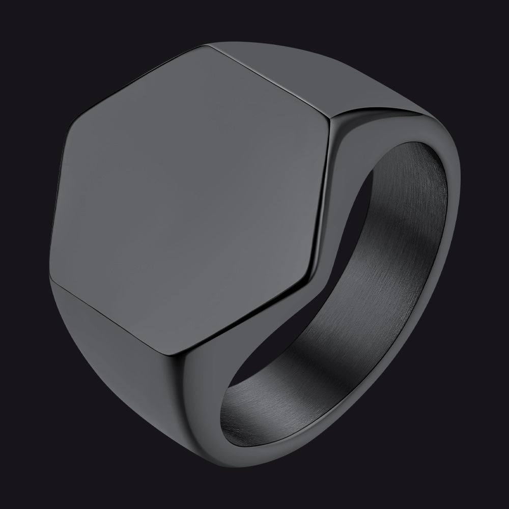 Custom Text Stainless Steel Signet Ring Gift for Dad Men