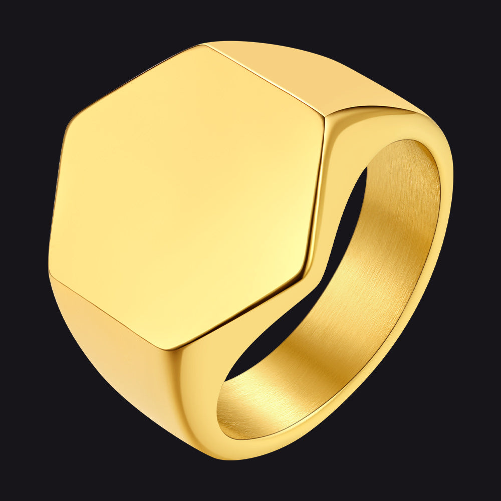Custom Text Stainless Steel Signet Ring Gift for Dad Men