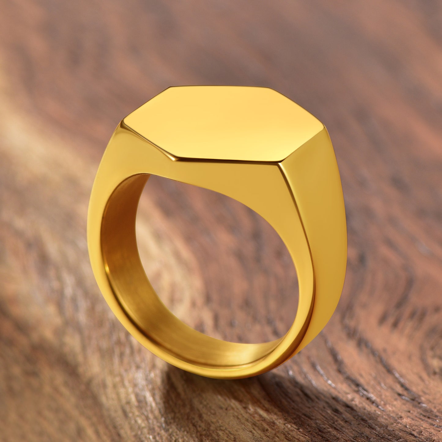 Custom Text Stainless Steel Signet Ring Gift for Dad Men