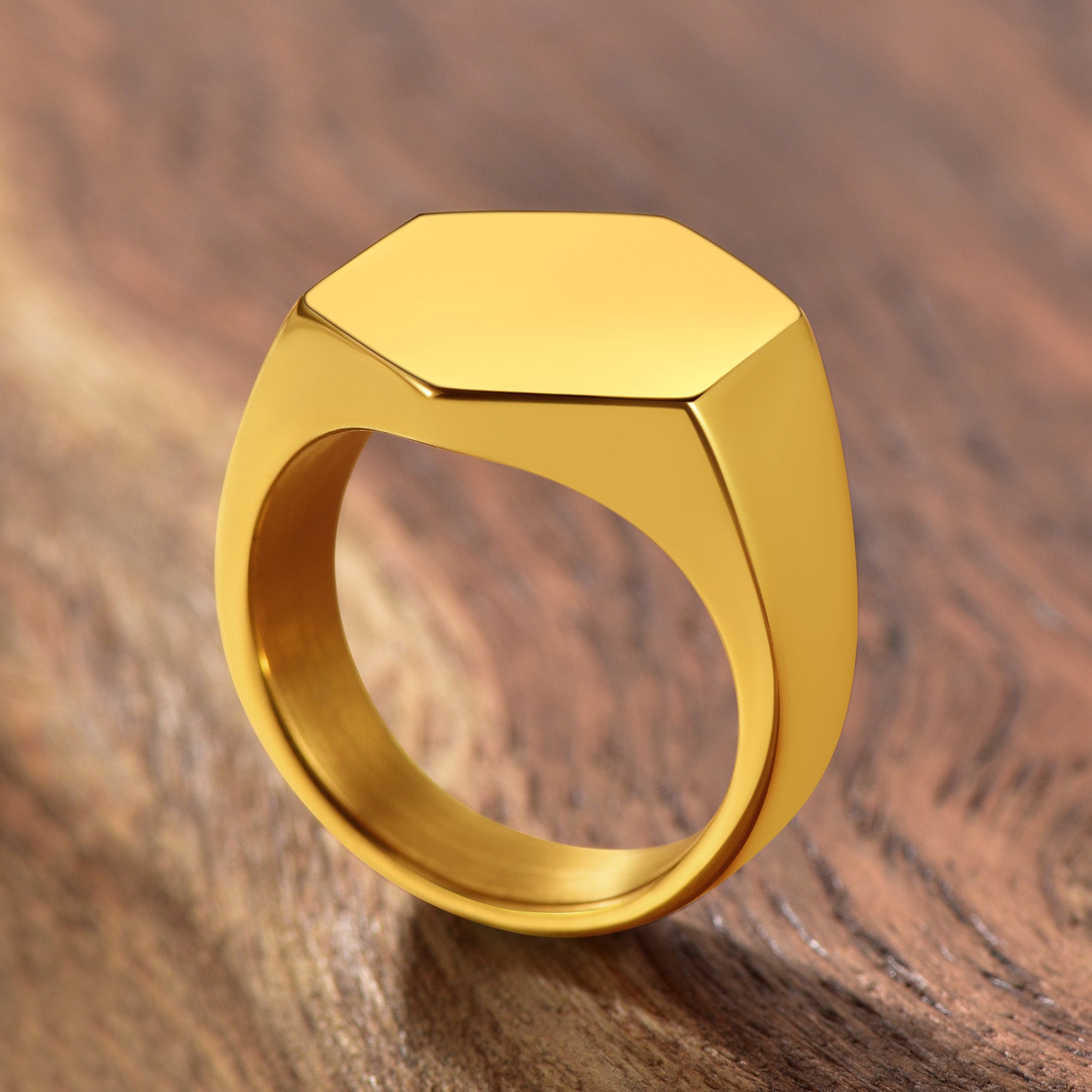 Custom Text Stainless Steel Signet Ring Gift for Dad Men