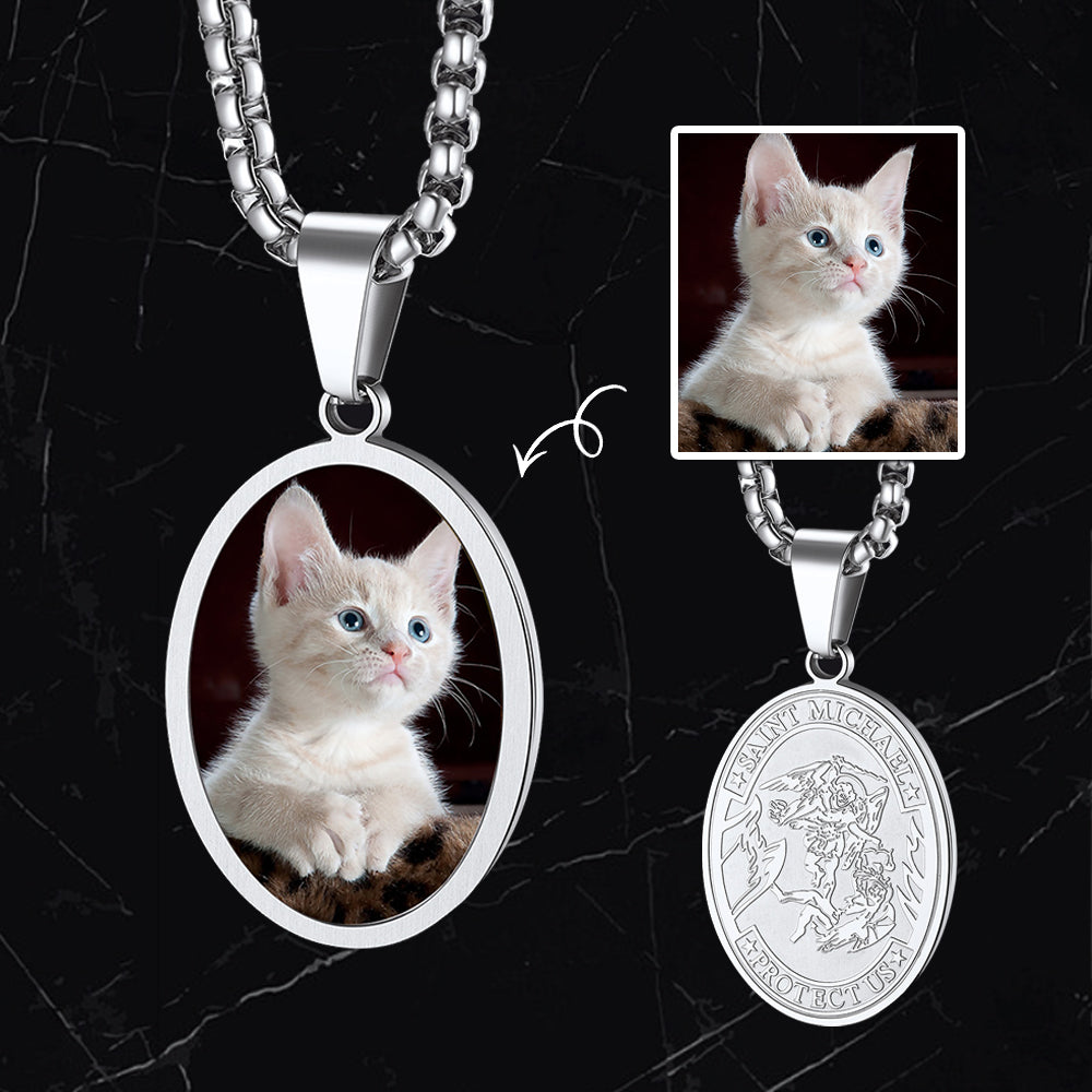 Customized Saint Michael Necklace with Picture for Men/Women FaithHeart