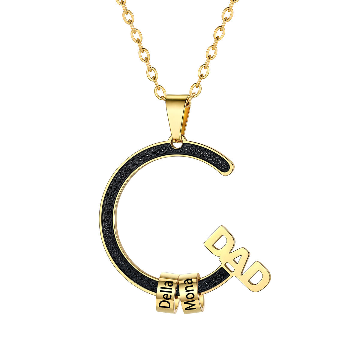 Custom Gold Plated 2 Beads Dad Necklace for men BSP210071