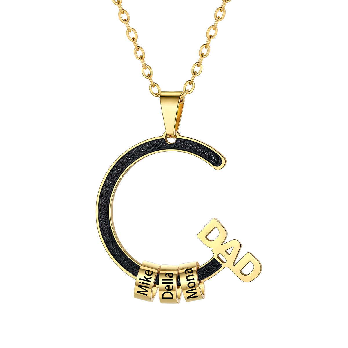 Custom Gold Plated 3 Beads Dad Necklace for men BSP210071