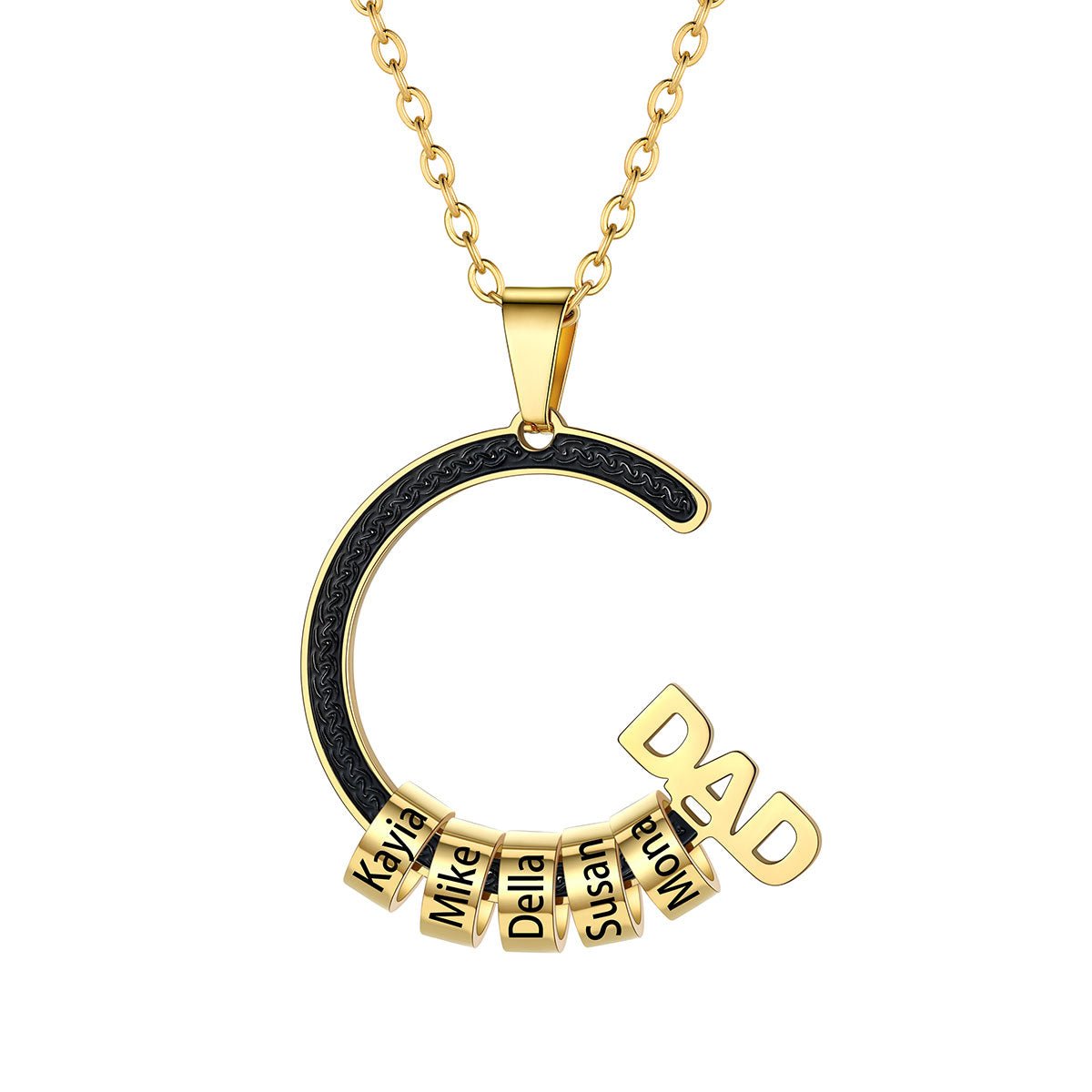 Custom Gold Plated 5 Beads Dad Necklace for men BSP210071