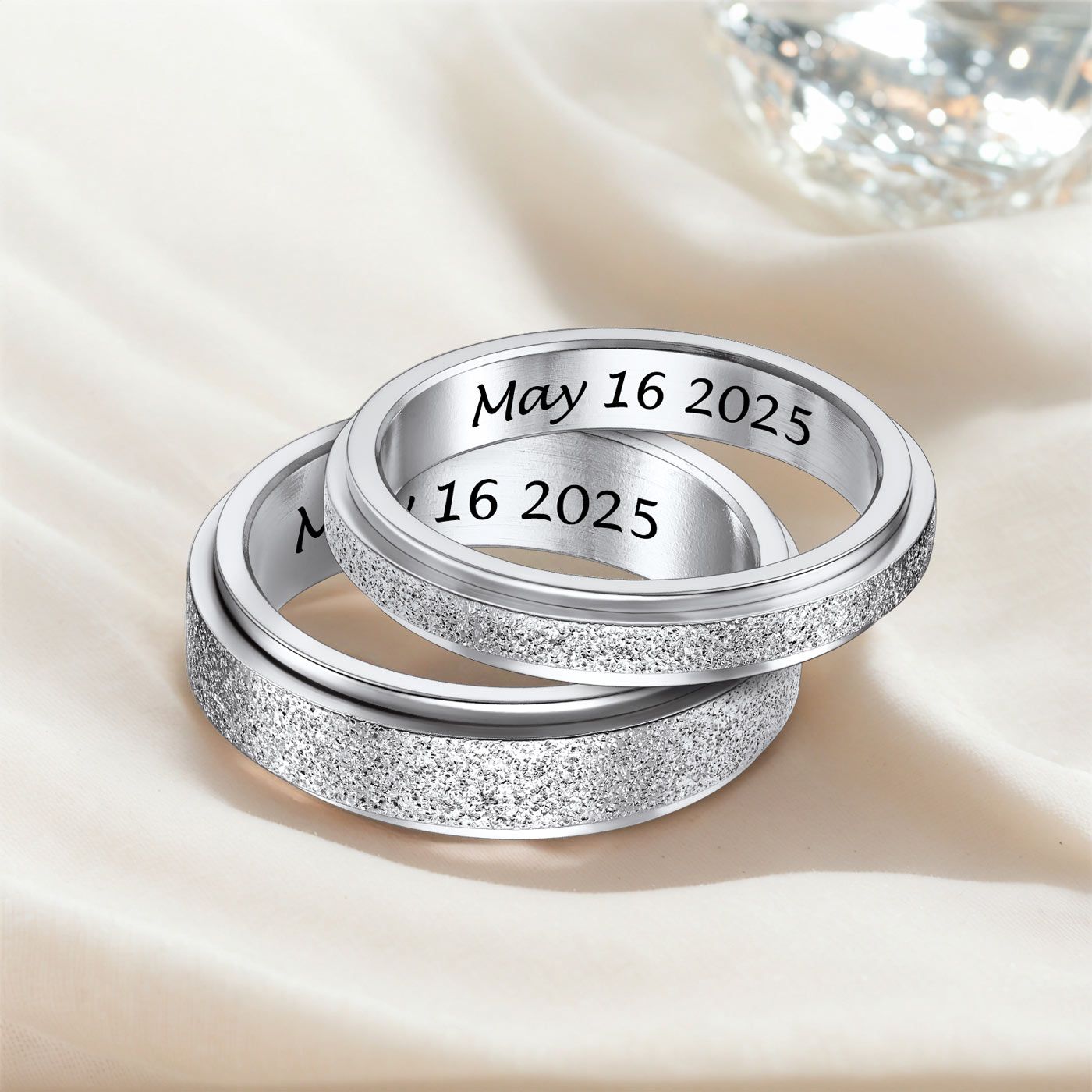 Rotatable Spinner Couple Rings Set for Him & Her