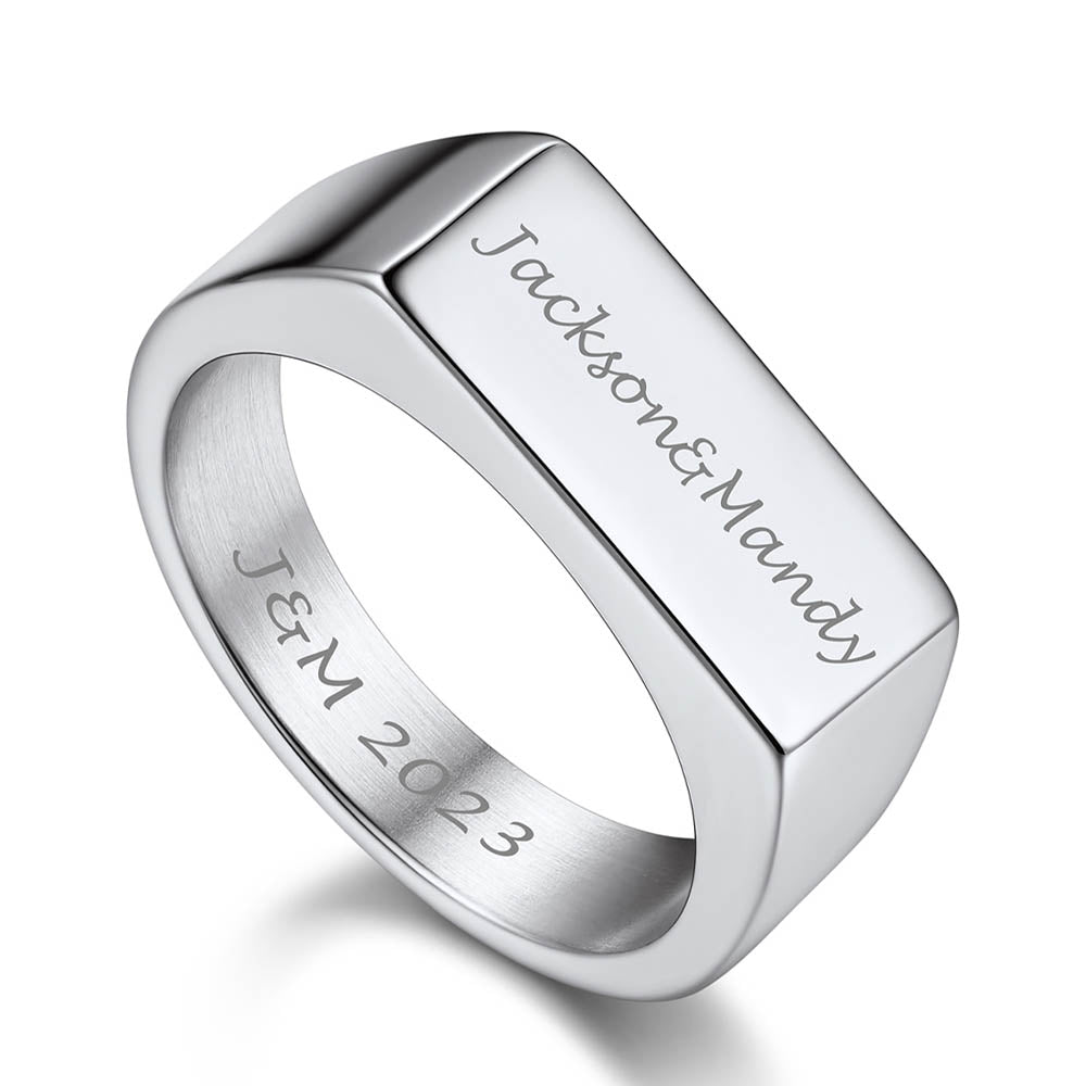 Personalized 7mm Minimalist Band Ring for Men Women