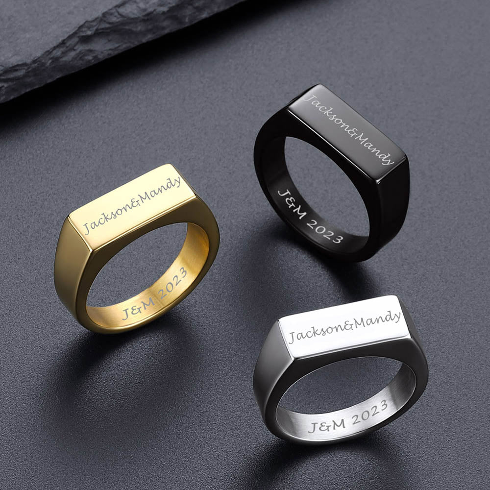 Personalized 7mm Minimalist Band Ring for Men Women