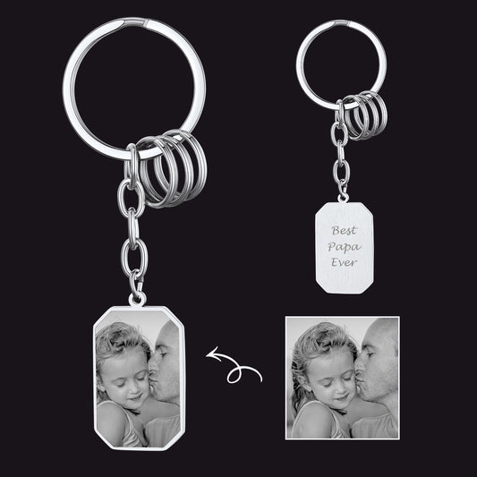 Customized Picture Dog Tag Keychain with Photo for Men  Gift For Dadimg