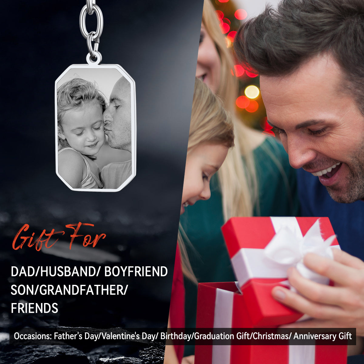 Customized Picture Dog Tag Keychain with Photo for Men Women FaithHeart Jewelry