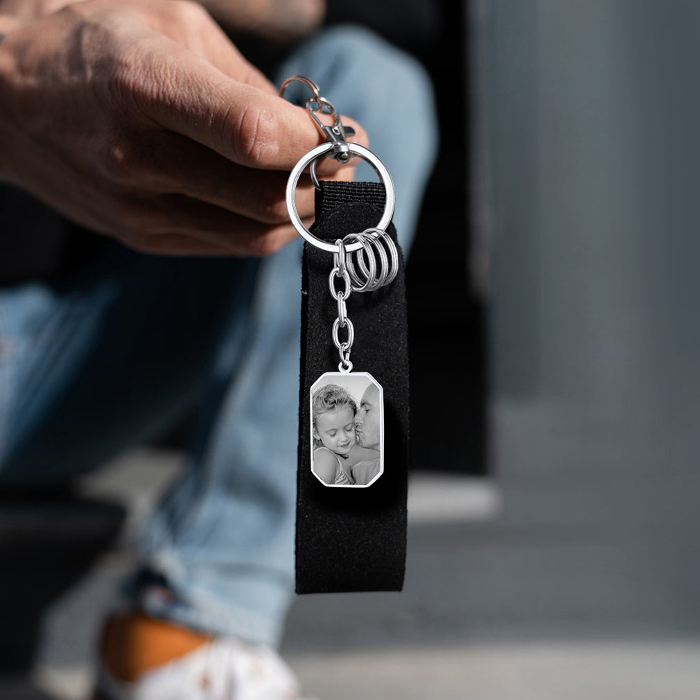Customized Picture Dog Tag Keychain with Photo for Men Women FaithHeart Jewelry
