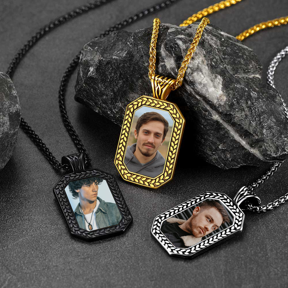 Custom Photo Dog Tag Necklace for Men