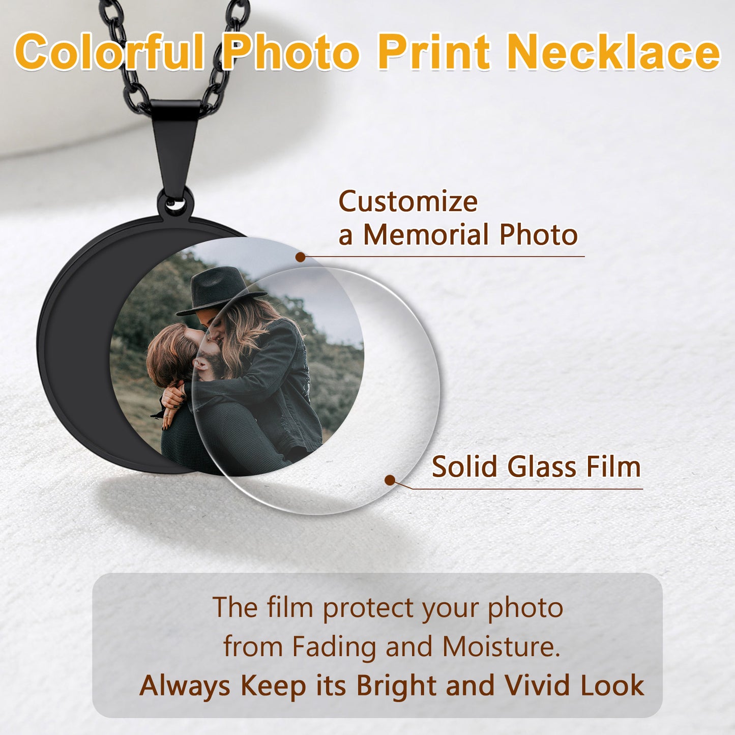 Customized Round Picture Necklace Gift for Women Men