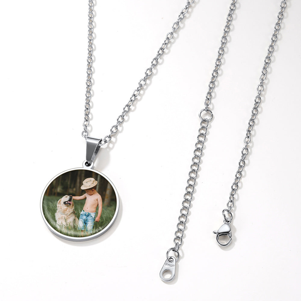 Customized Round Picture Necklace Gift for Women Men